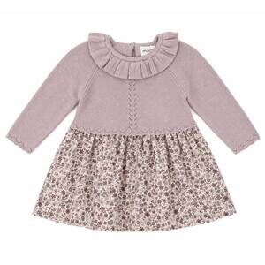 NEW MINYMO kid's knit dress with floral in soft rose